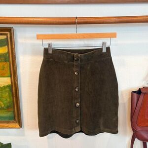 UNIONBAY Olive Corduroy Button Front Mini Skirt